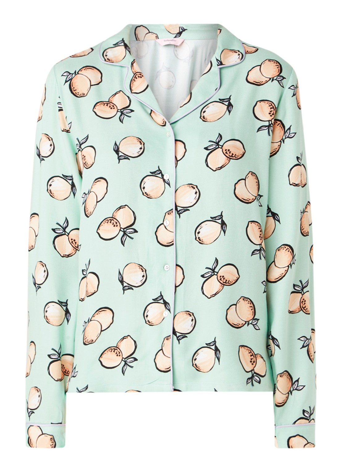 Pyjamatop met print - voorkant lichtgroen