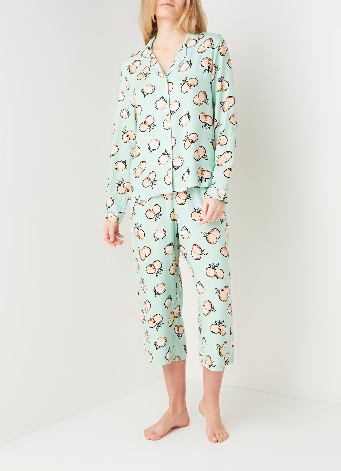 Pyjamatop met print - voorkant 2 lichtgroen
