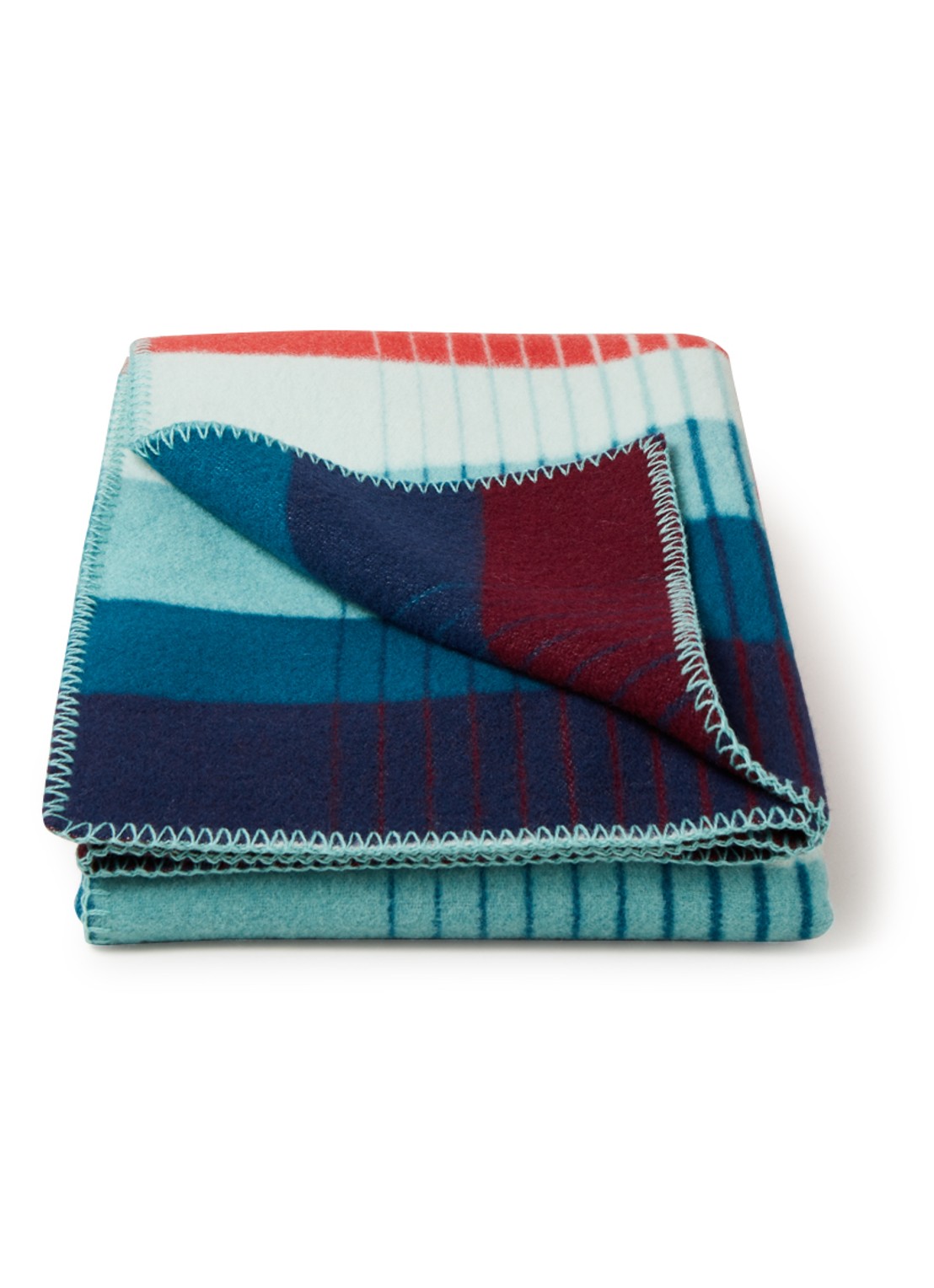Røros Tweed Asmund plaid van wol 135 x 200 cm - voorkant turquoise