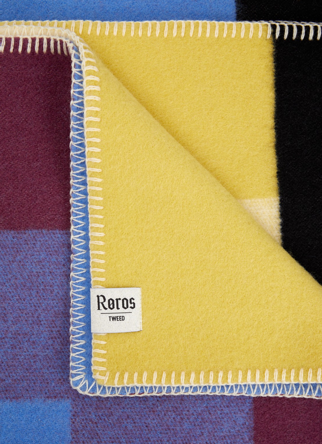 Røros Tweed Bento plaid van wol 135 x 200 cm - detail lichtgeel