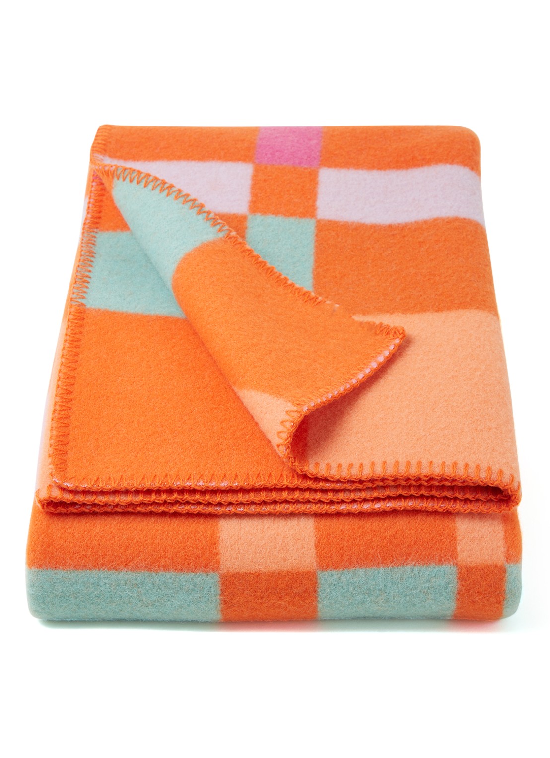 Røros Tweed City plaid van wol 135 x 200 cm - voorkant 4 orange