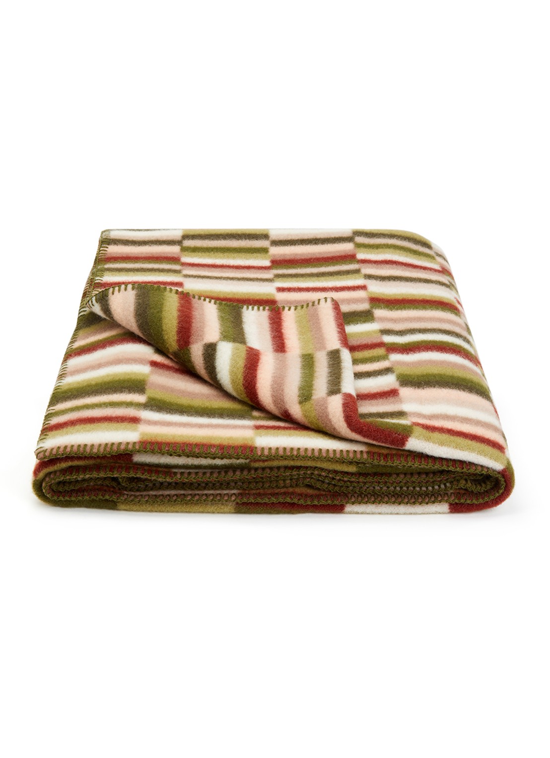 Røros Tweed Ida plaid van scheerwol 135 x 200 cm - voorkant 2 olijfgroen