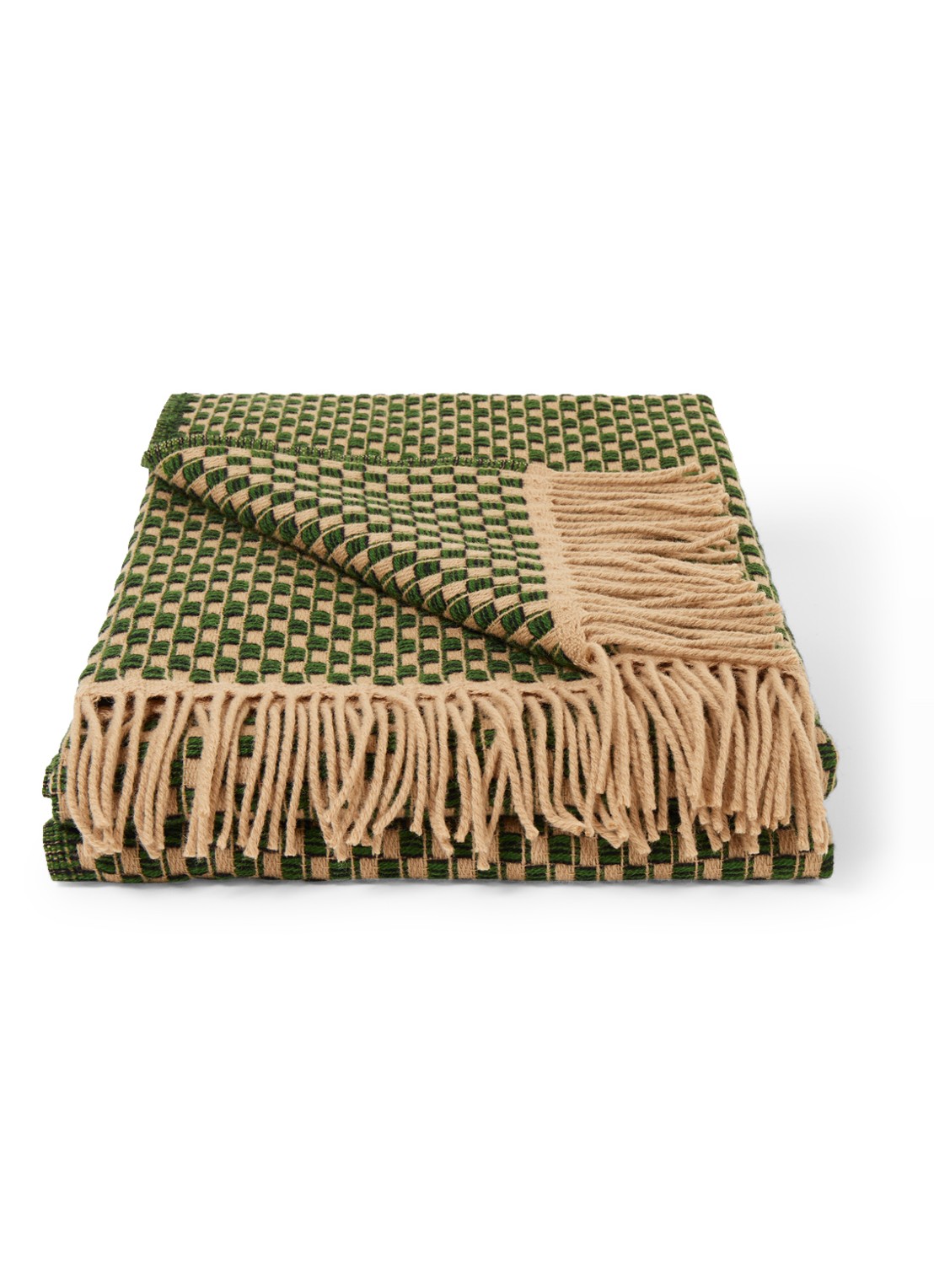 Røros Tweed Isak plaid van wol 150 x 210 cm - voorkant groen