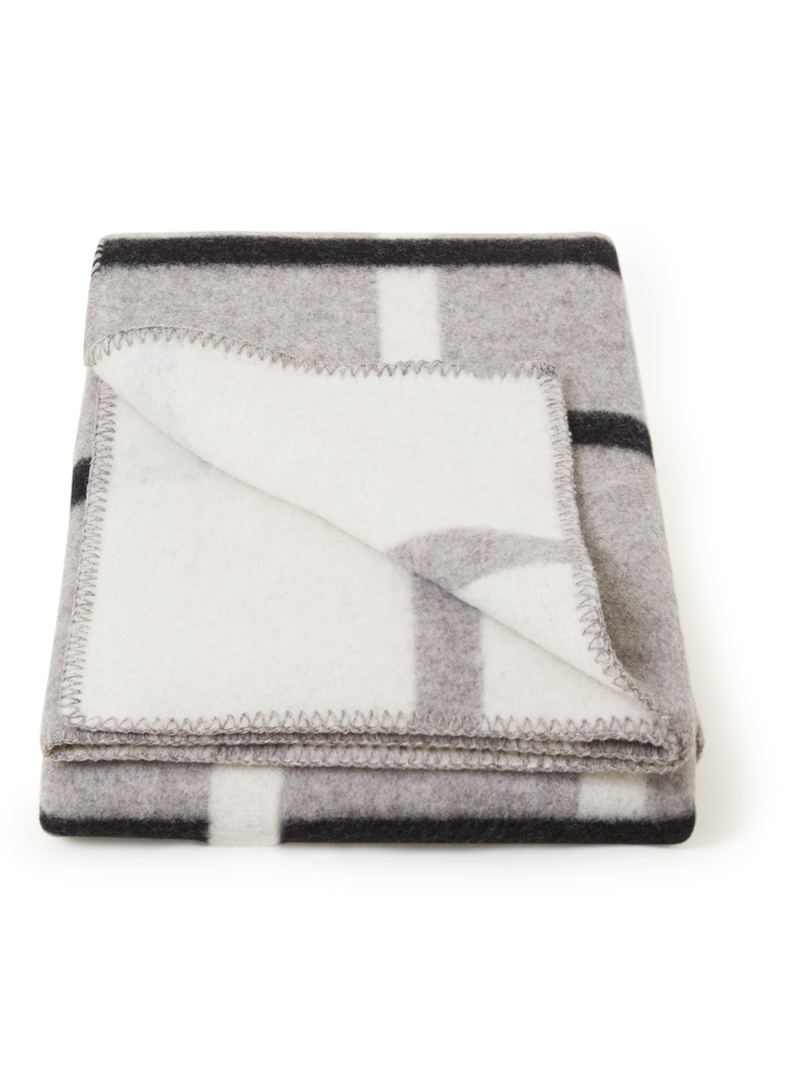 Røros Tweed Knut plaid van lamswol 200 x 135 cm - voorkant lichtgrijs