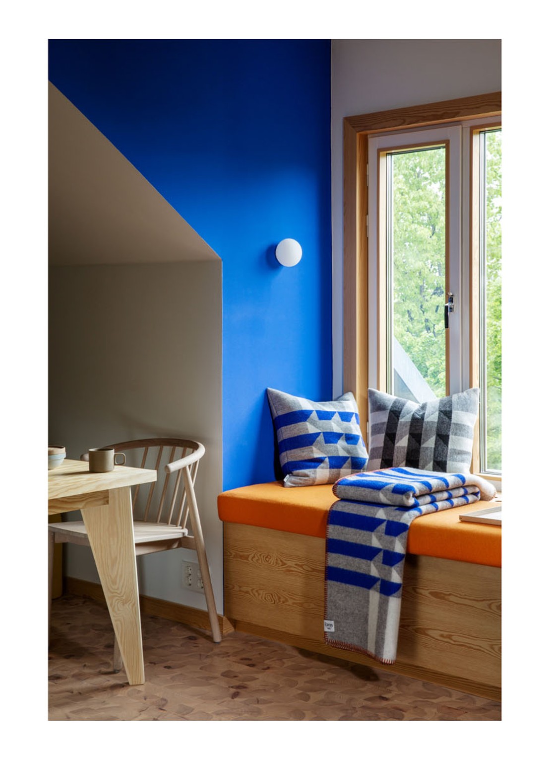 Røros Tweed Kvam plaid van lamswol 135 x 200 cm - voorkant 2 blauw