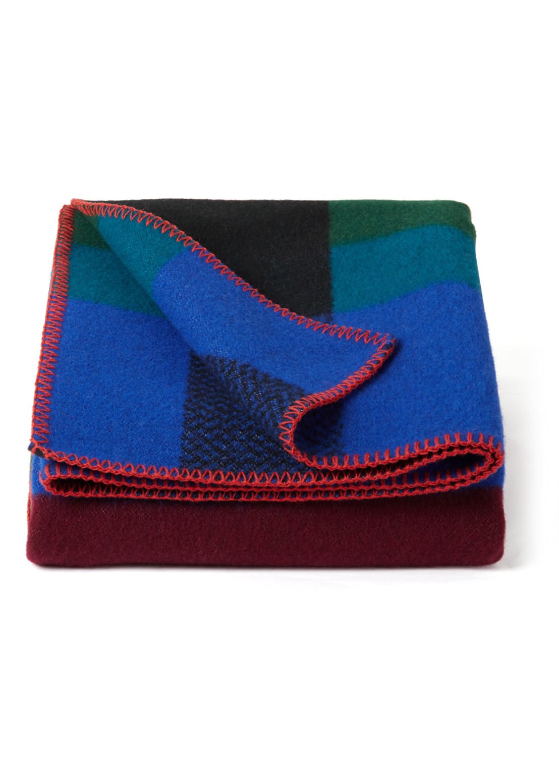 Røros Tweed Mikkel plaid van wol 135 x 200 cm - voorkant royalblauw