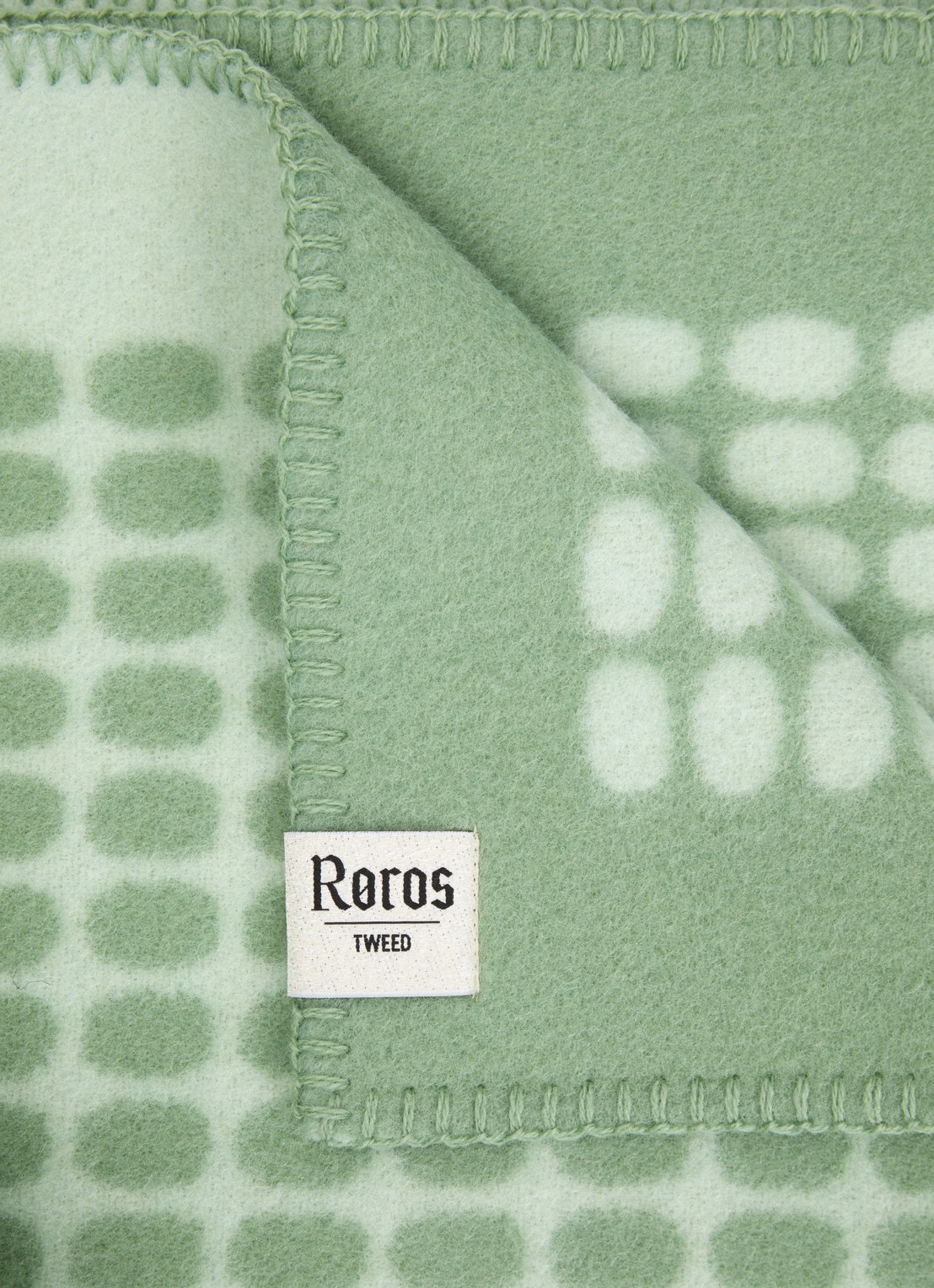 Røros Tweed Palette plaid van scheerwol 135 x 200 cm - detail 3 mint