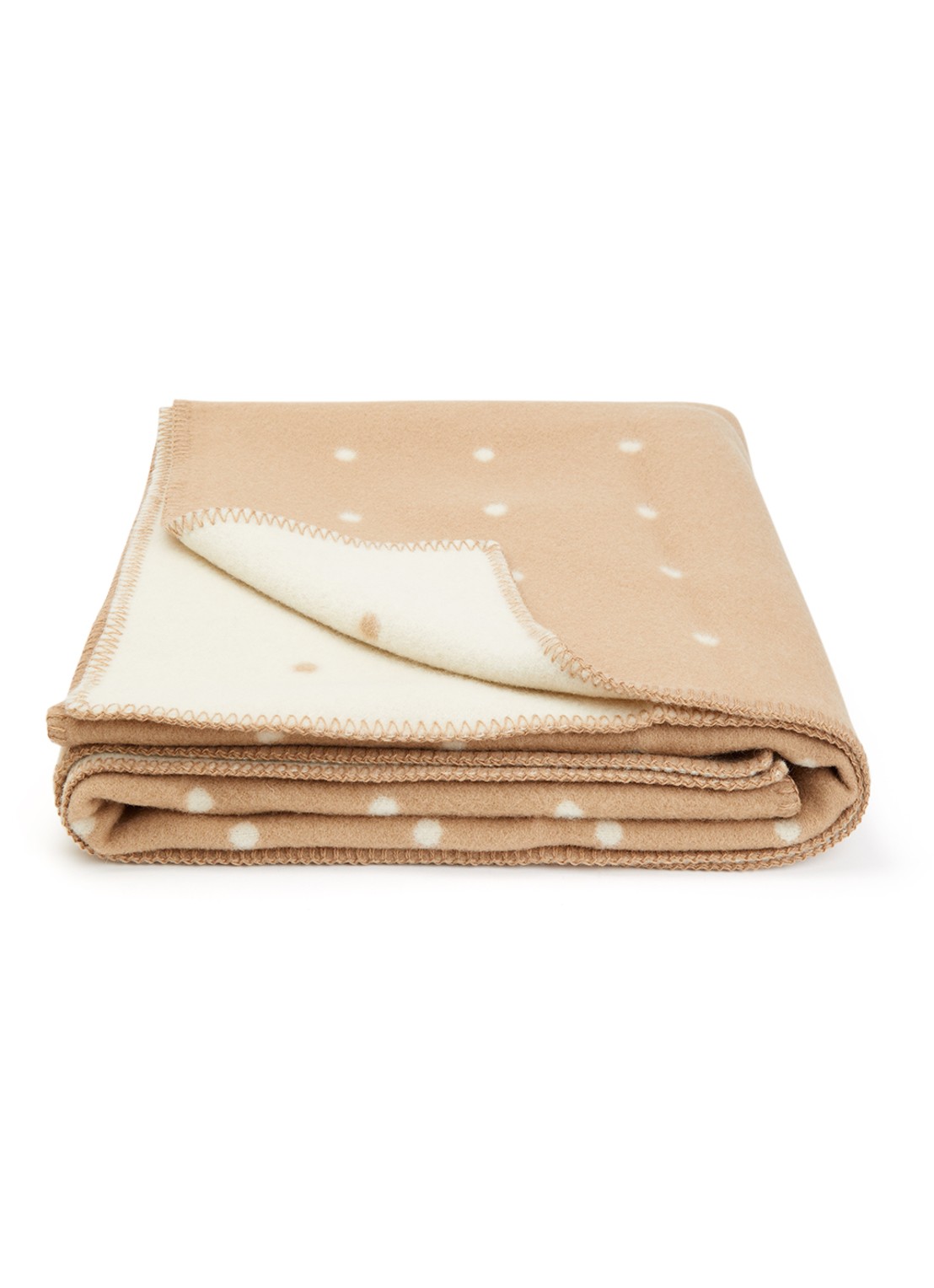 Røros Tweed Pastille plaid van scheerwol 135 x 200 cm - voorkant beige