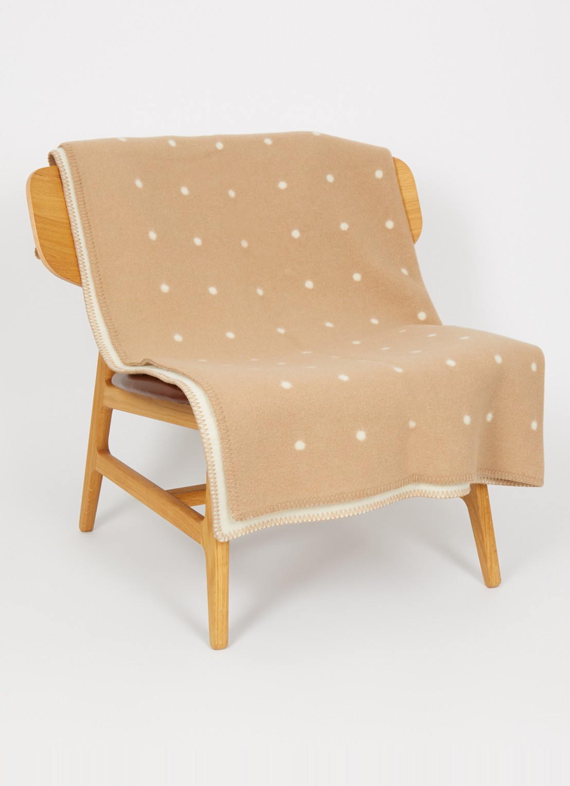 Røros Tweed Pastille plaid van scheerwol 135 x 200 cm - voorkant 2 beige