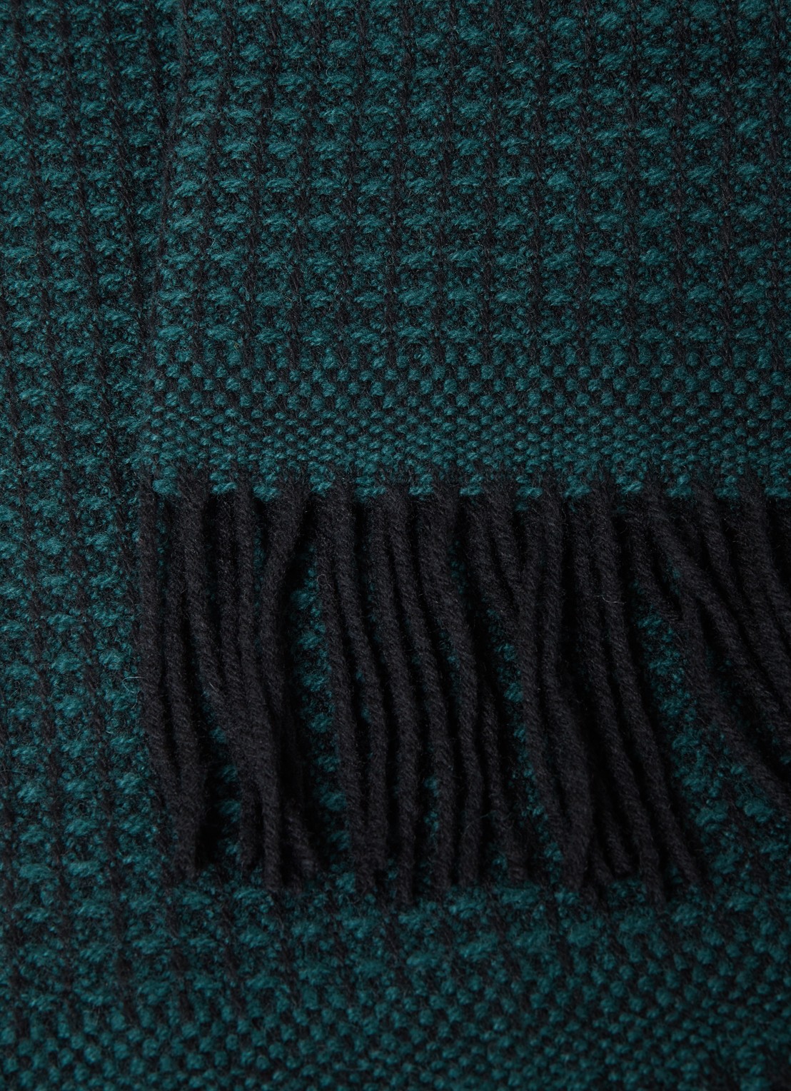 Røros Tweed Vega plaid van wol 150 x 210 cm - detail bronsgroen
