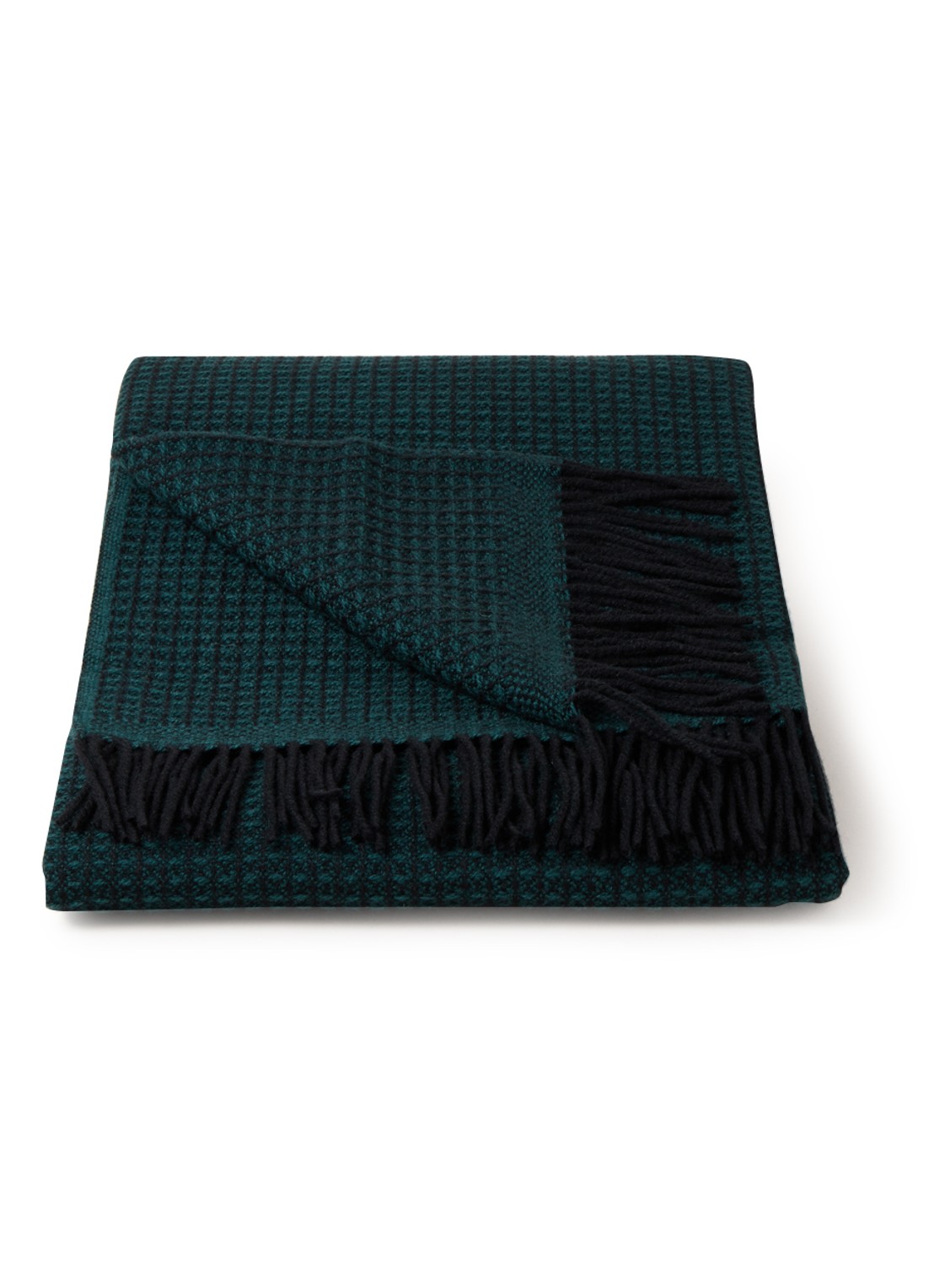 Røros Tweed Vega plaid van wol 150 x 210 cm - voorkant 4 bronsgroen
