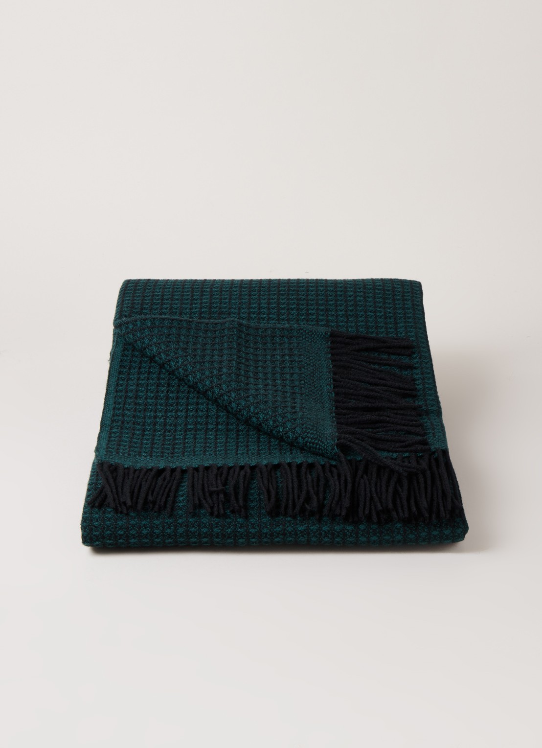 Røros Tweed Vega plaid van wol 150 x 210 cm - voorkant 5 bronsgroen