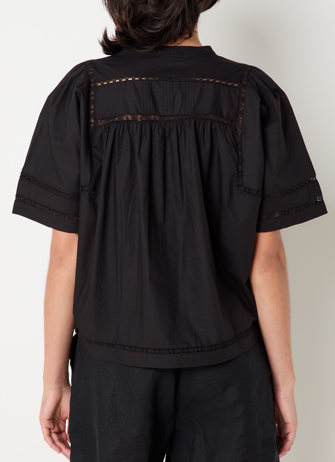 Rails Alanis blouse met broderie - achterkant 3 zwart