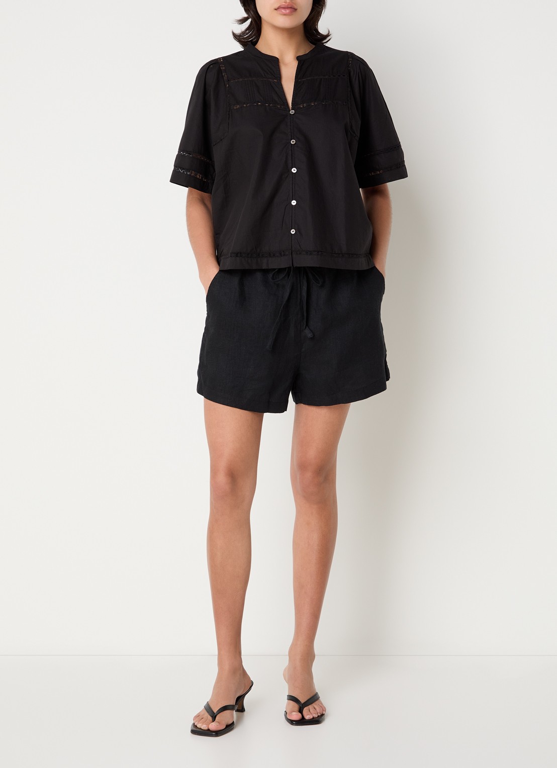 Rails Alanis blouse met broderie - voorkant 2 zwart