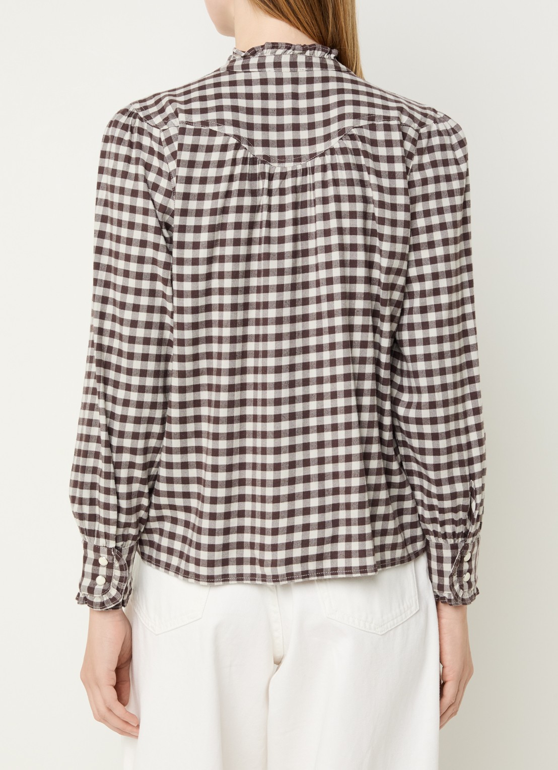 Rails Alanna blouse met ruitdessin - achterkant donkerbruin