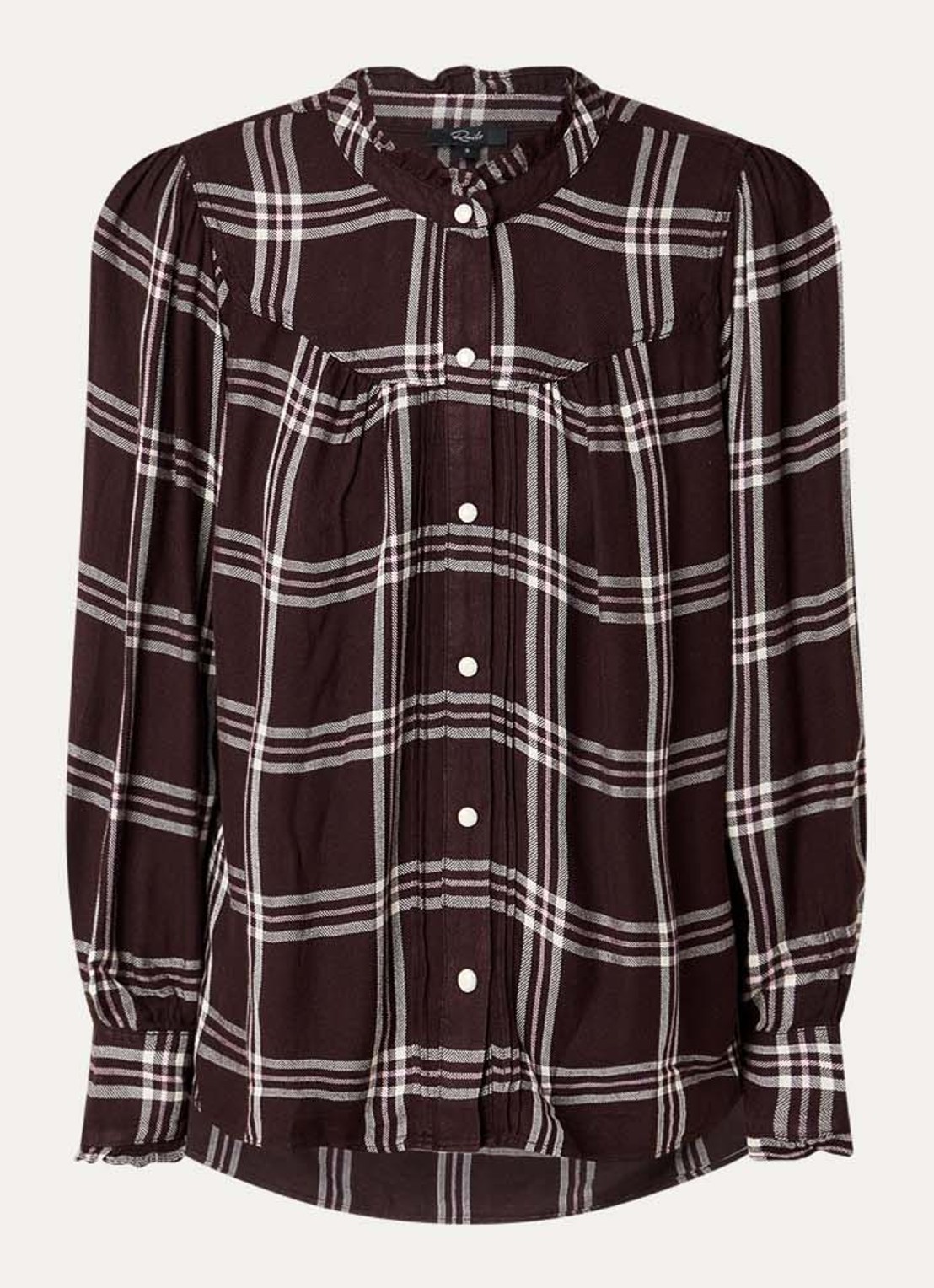 Rails Alanna blouse met ruitdessin  - voorkant 3 chocoladebruin