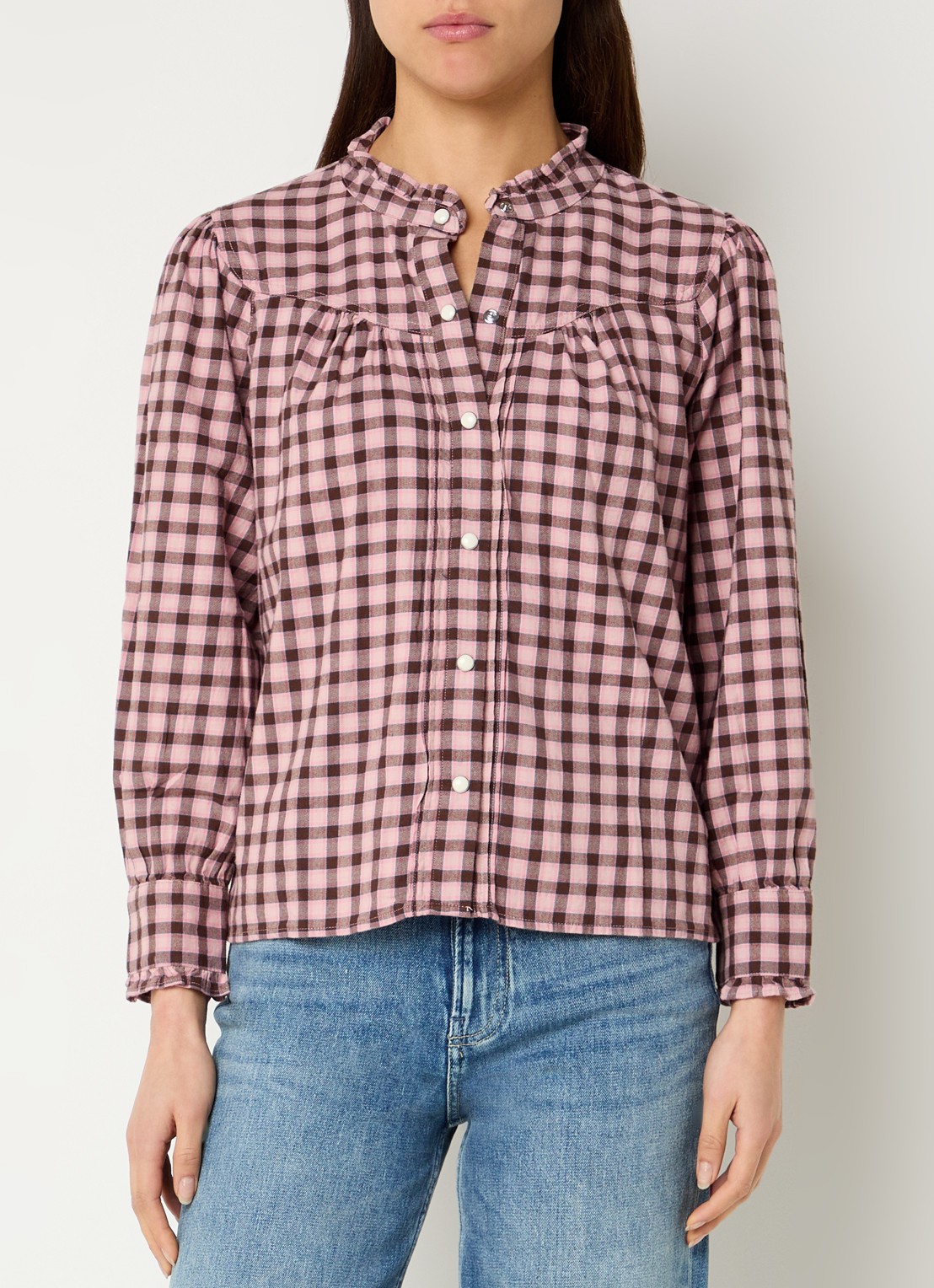 Rails Alanna blouse met ruitdessin  - detail roze
