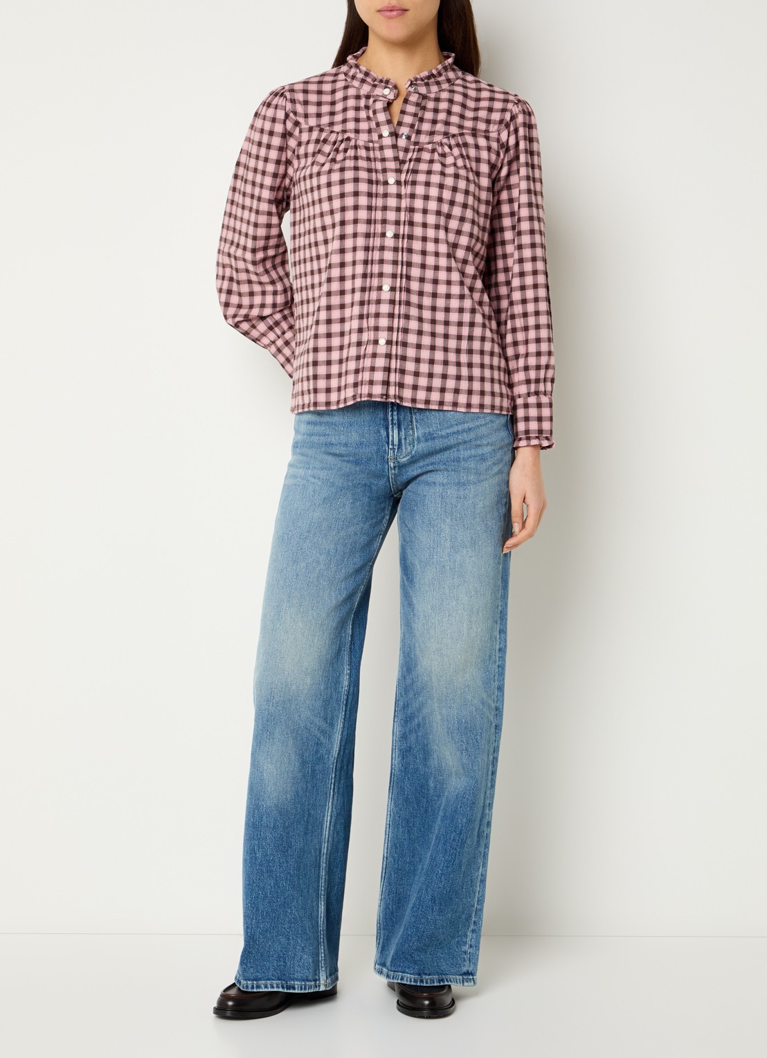 Rails Alanna blouse met ruitdessin  - voorkant 4 roze