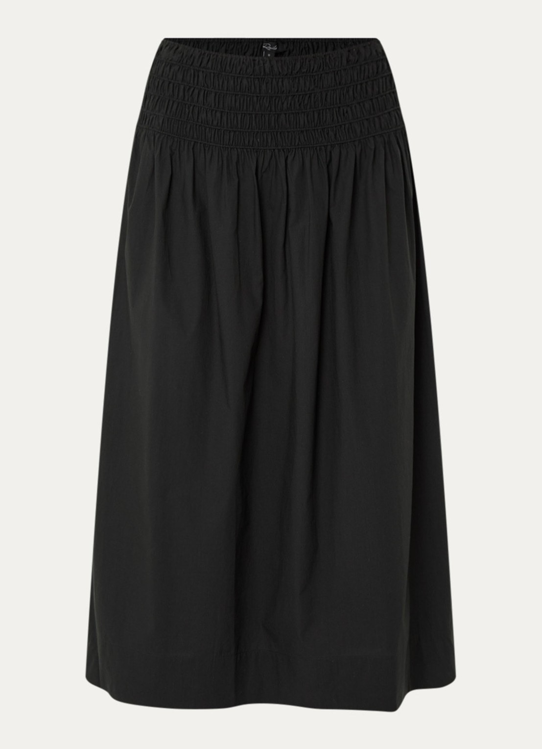 Rails Alessa midi rok in linnenblend met smockwerk - voorkant 2 zwart