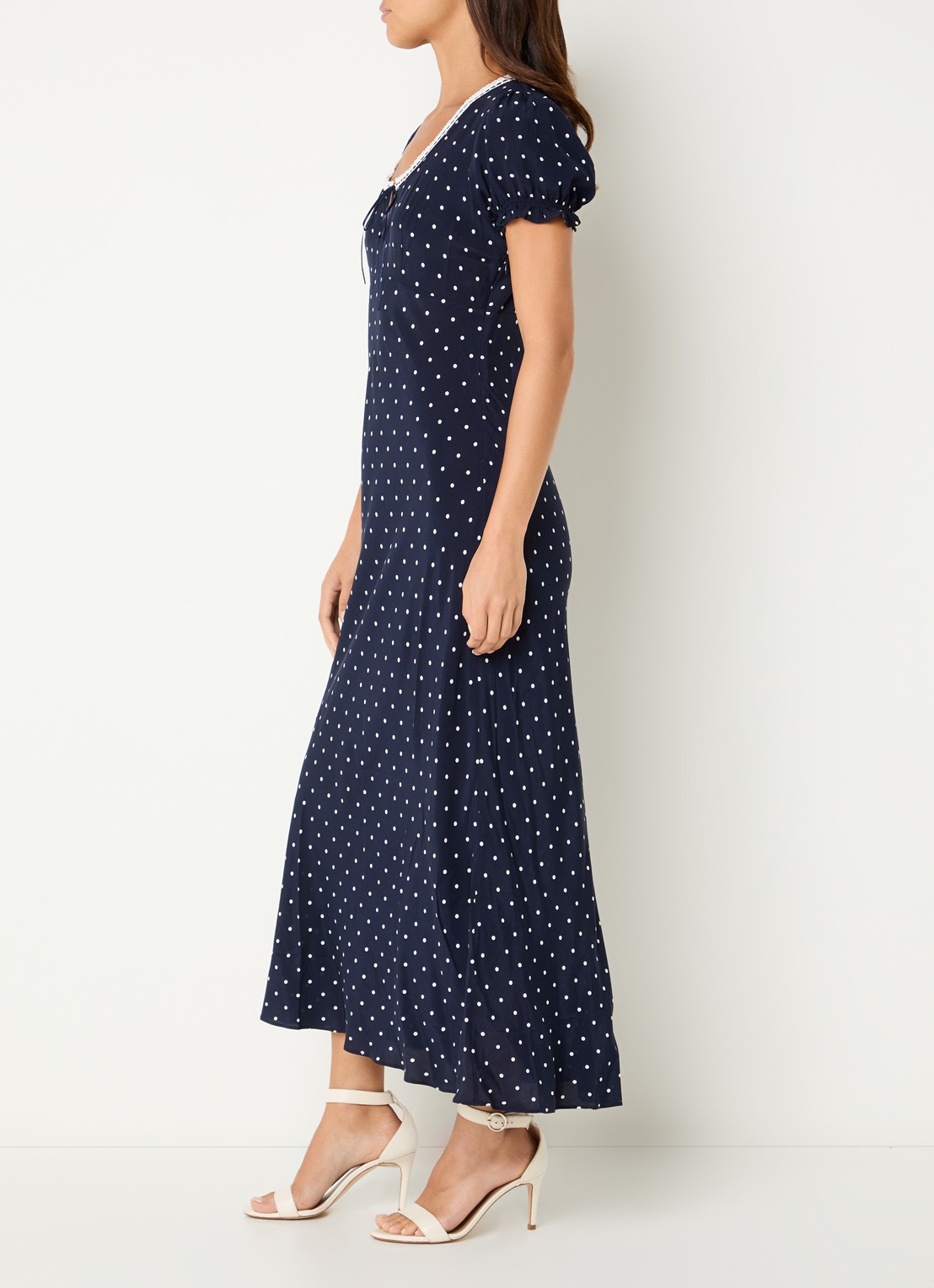 Rails Allison midi jurk met stippenprint en keyhole - voorkant 4 donkerblauw