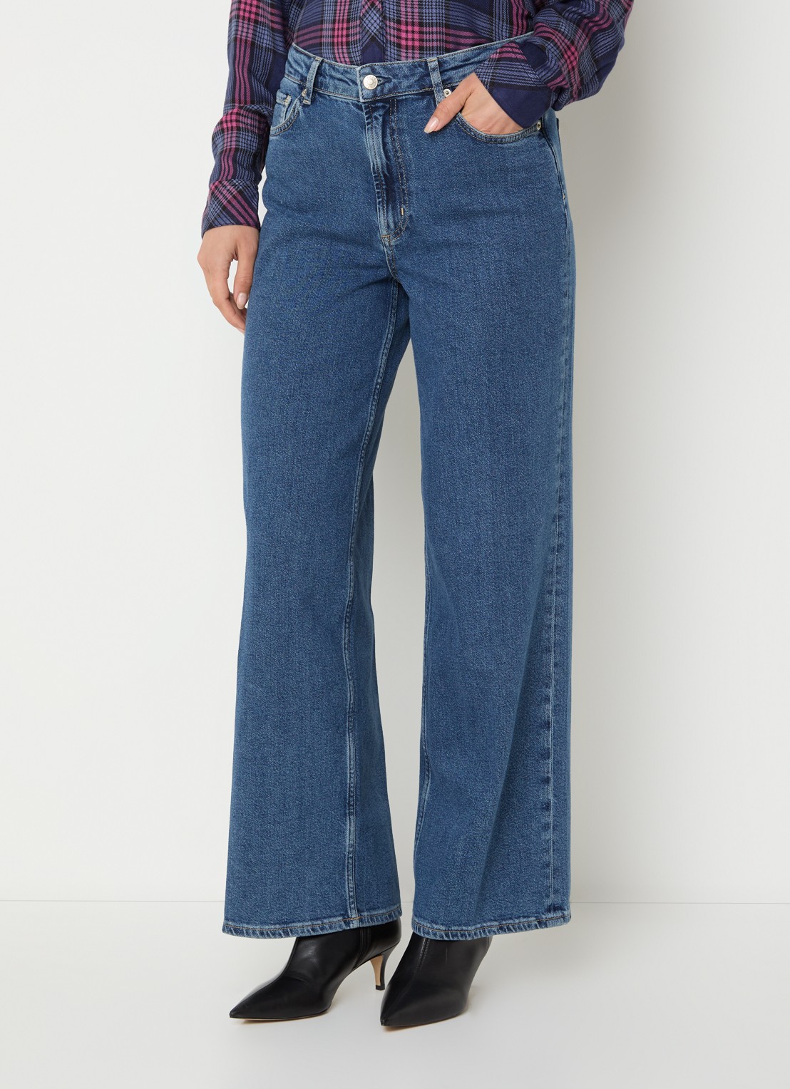 Rails Angeleno high waist wide leg jeans met medium wassing - detail 4 indigo