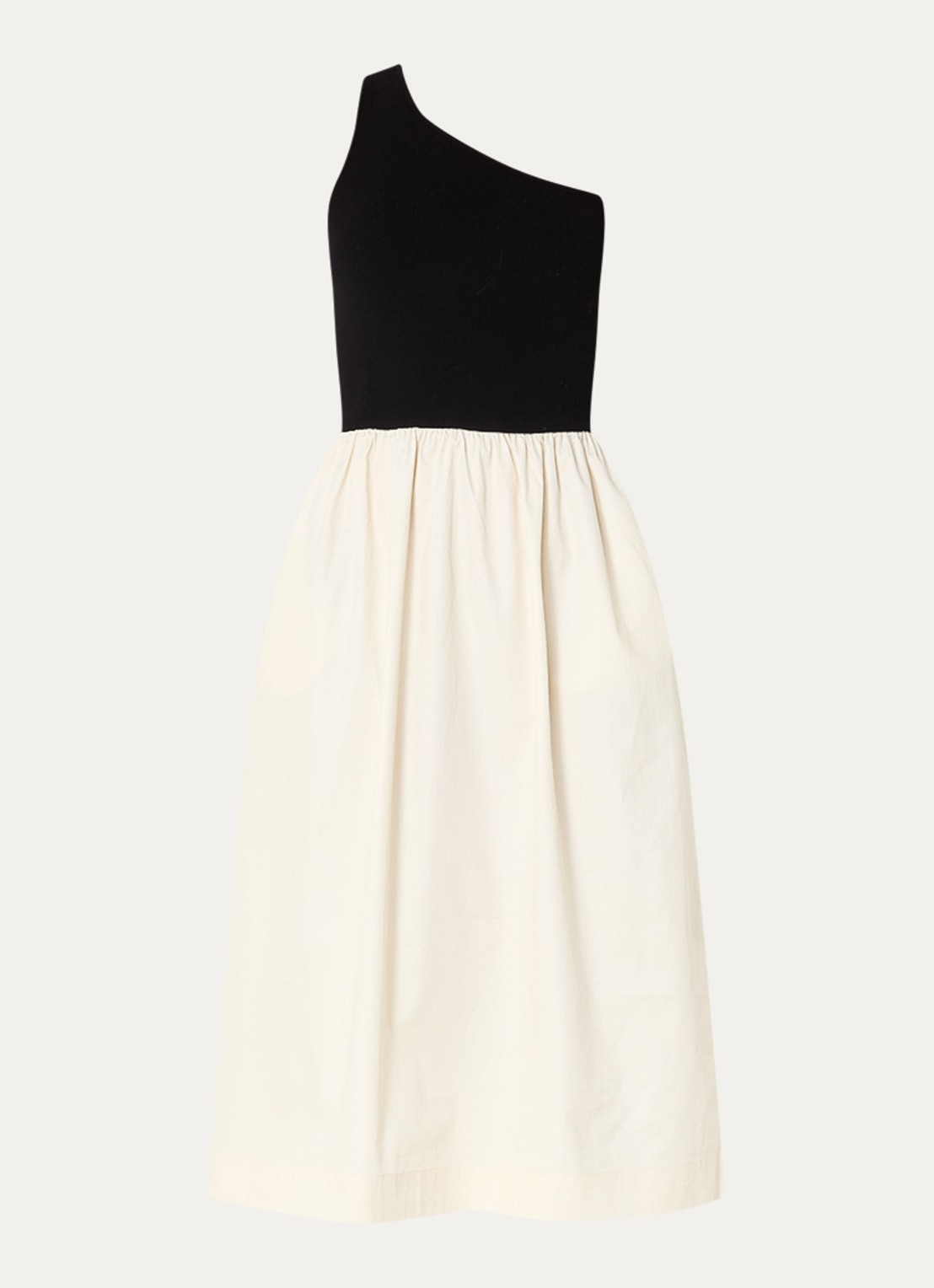 Rails Anita fijngebreide one shoulder midi jurk  - voorkant 3 creme