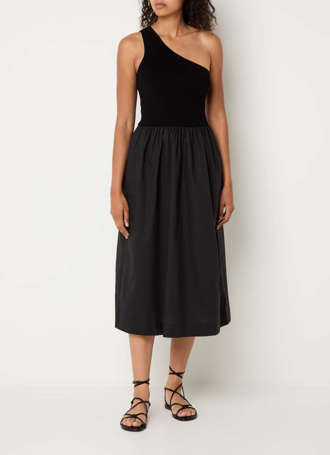 Rails Anita one shoulder midi jurk met steekzakken - detail 2 zwart