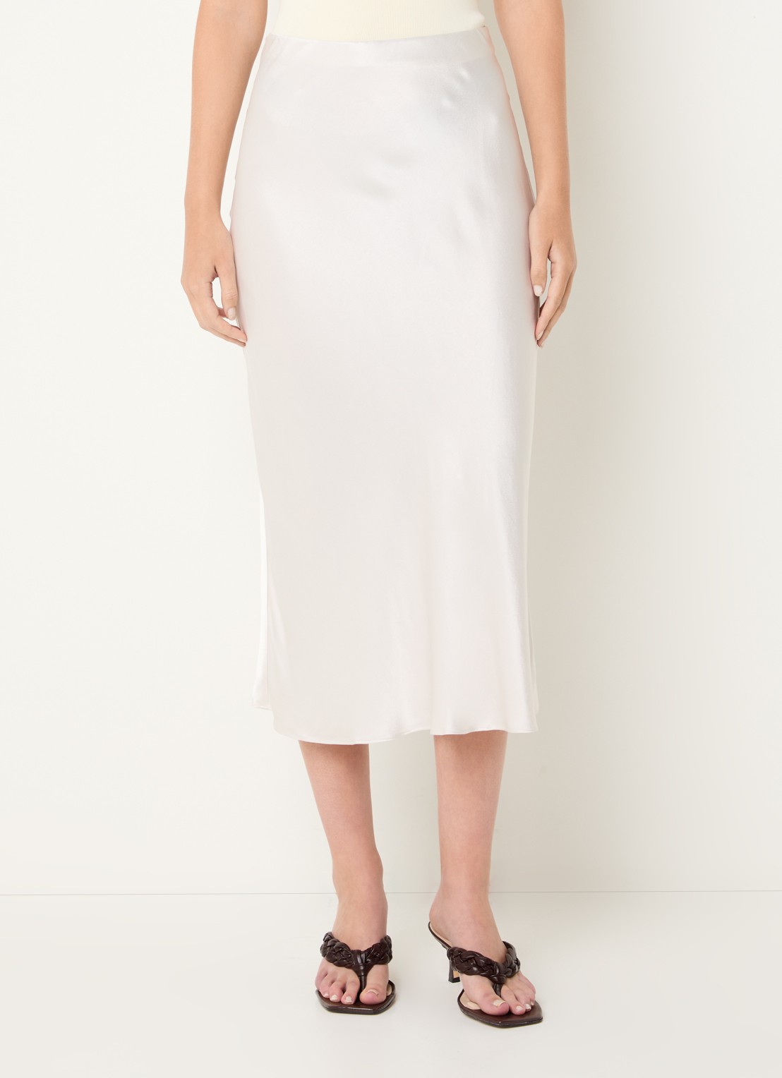 Rails Anya midi rok van satijn - detail gebroken wit