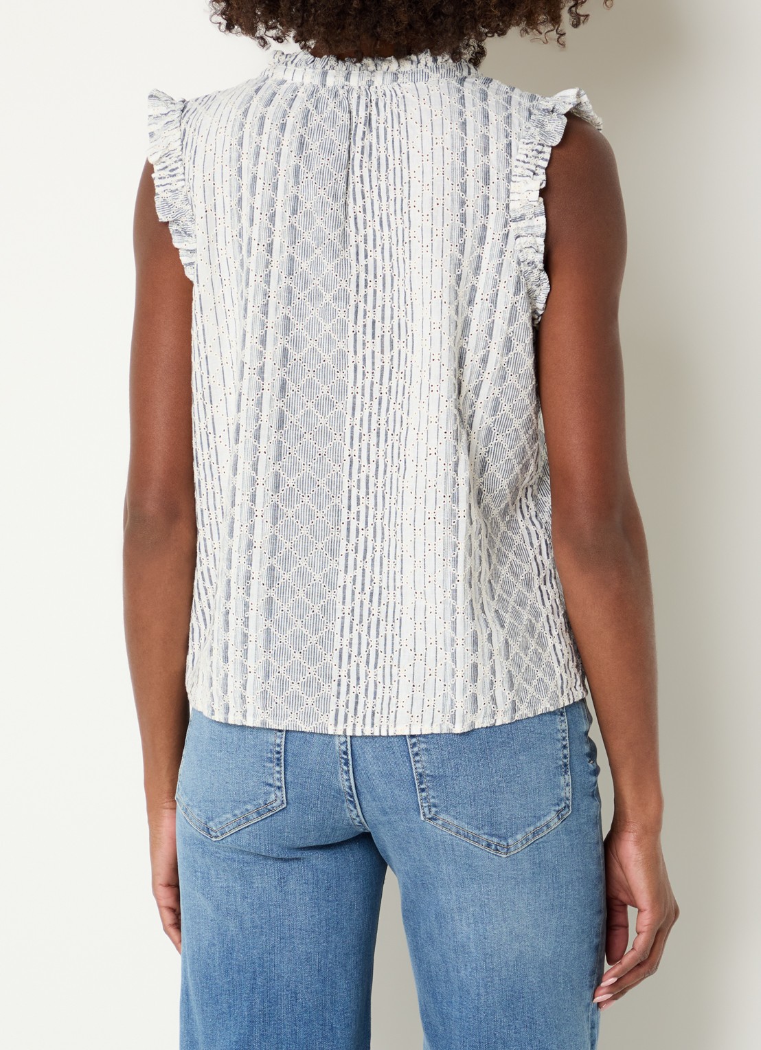 Rails Arlene top met print - achterkant 2 staalblauw