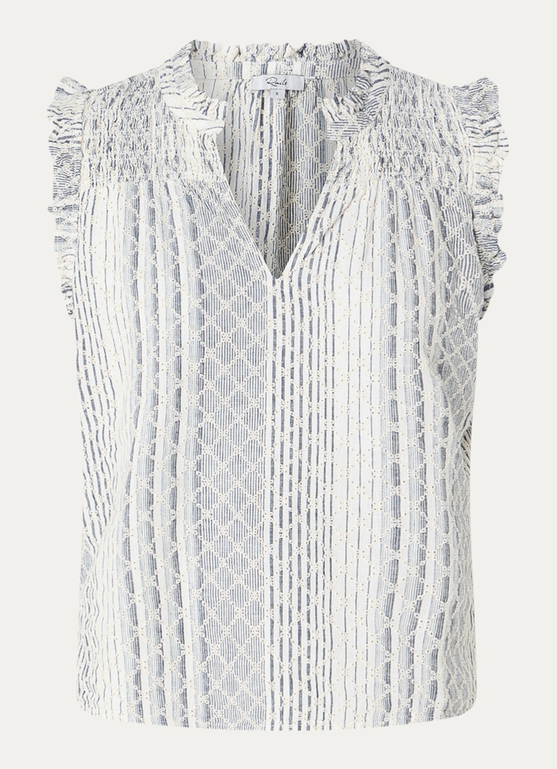 Rails Arlene top met print - voorkant 3 staalblauw