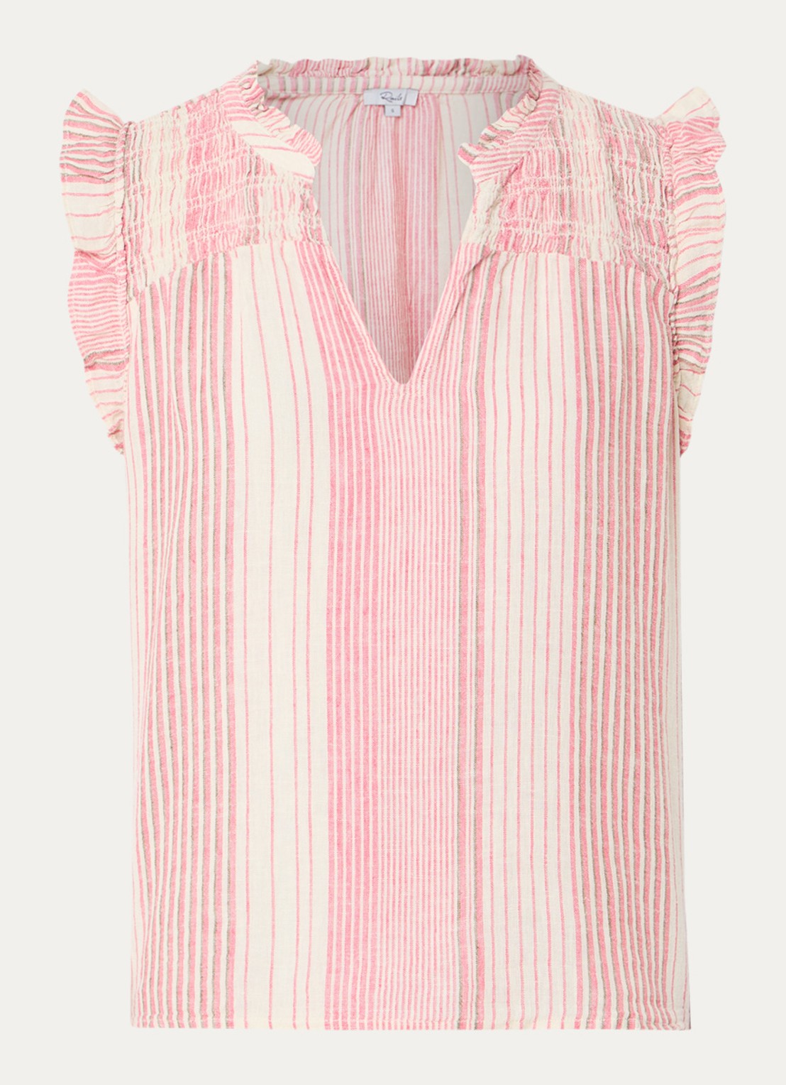 Rails Arlene tuniek in linnenblend met streepprint - voorkant 3 beige