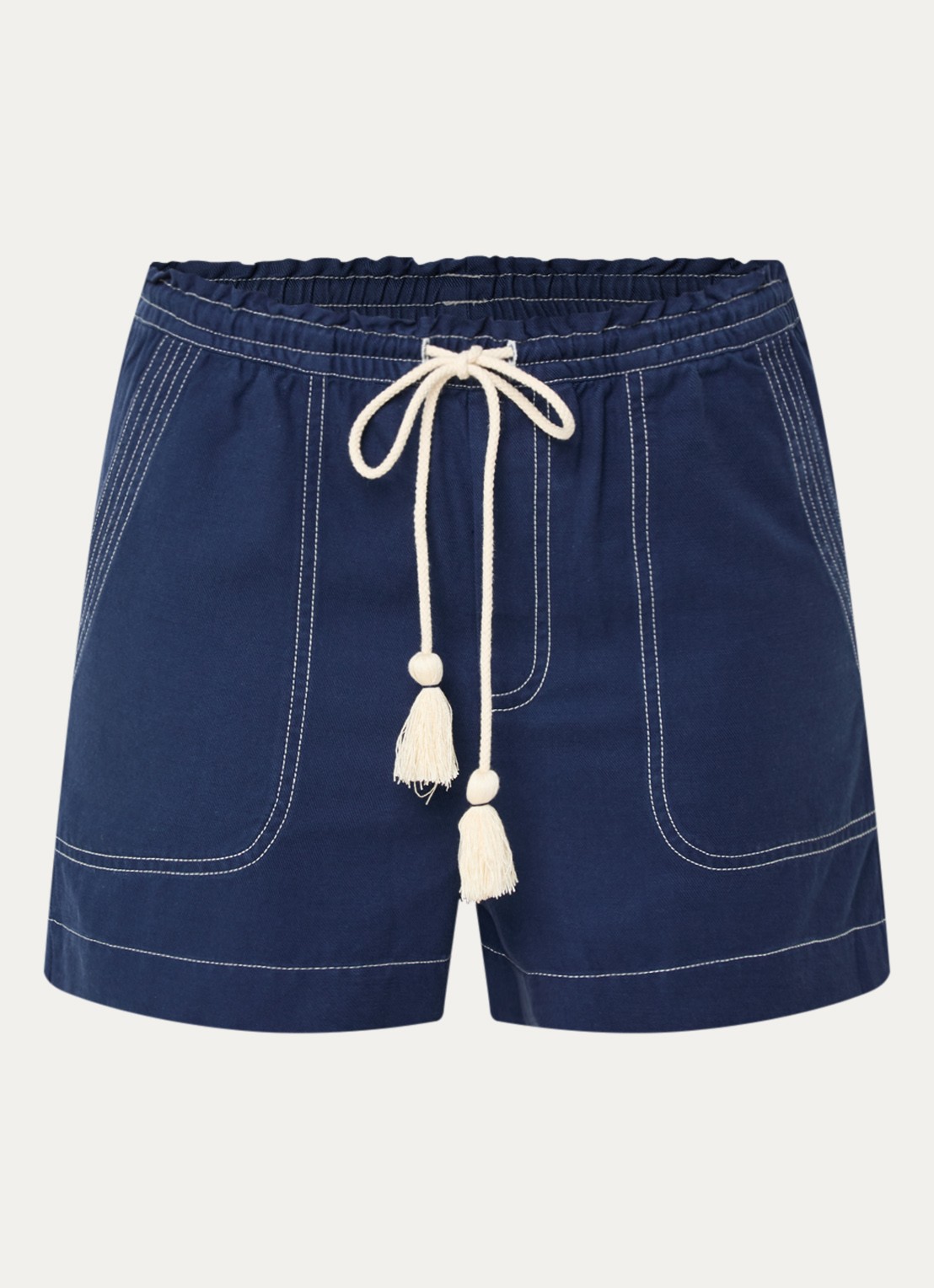 Rails Astra high waist straight fit korte broek met steekzakken - voorkant indigo