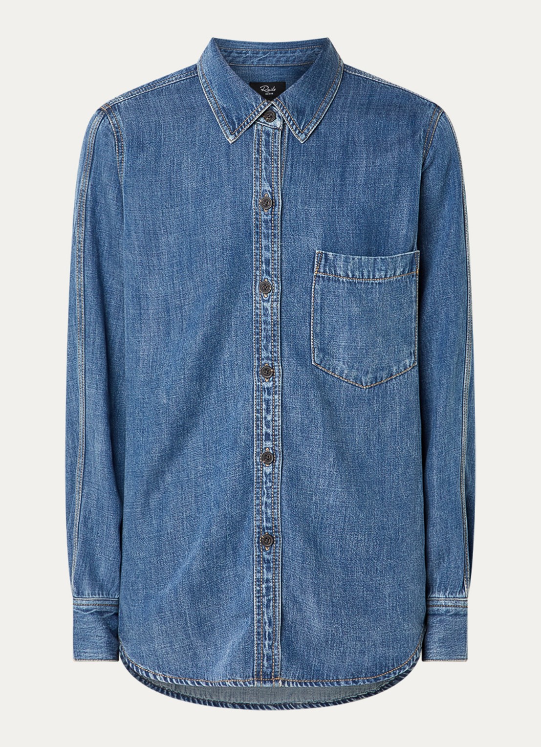 Rails Atticus blouse van chambray met borstzak - voorkant indigo