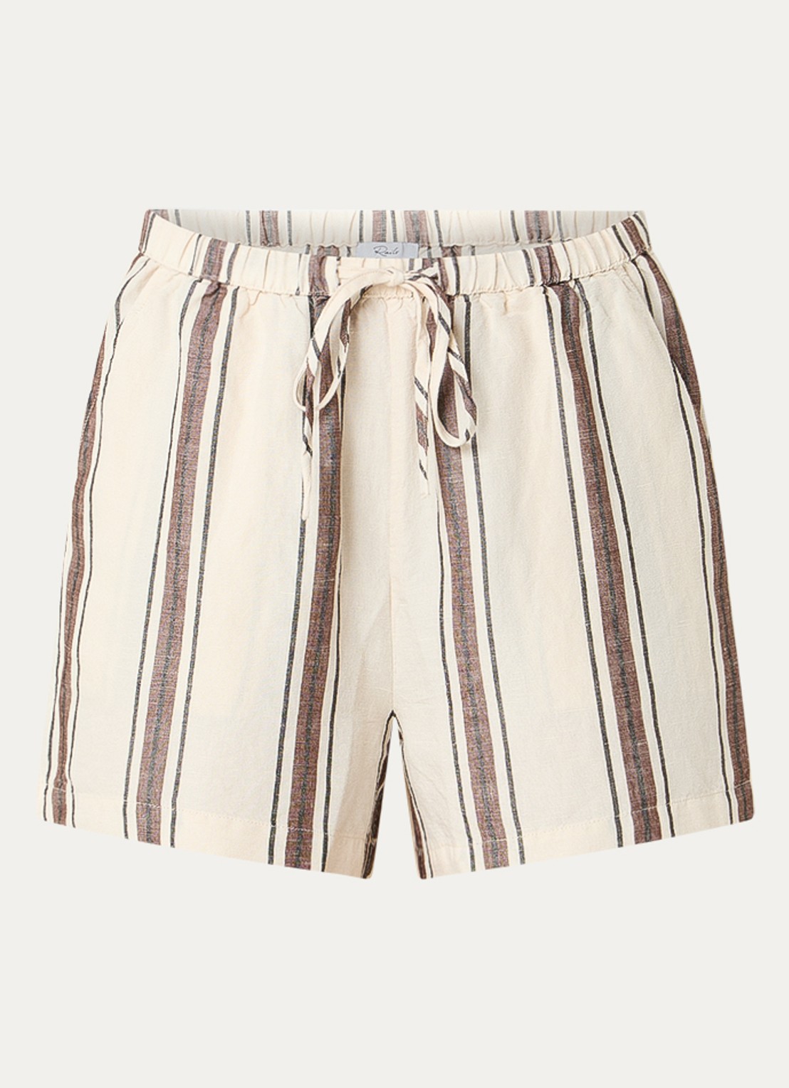 Rails Austin mid waist straight fit korte broek in linnenblend met streepprint - voorkant creme
