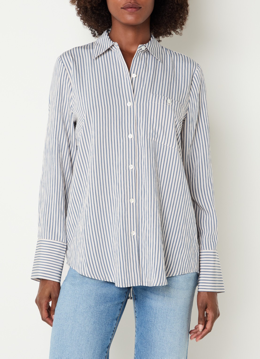 Rails Beck blouse met streepprint en borstzak - detail 2 gebroken wit