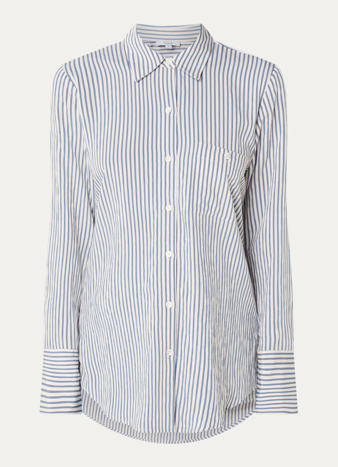 Rails Beck blouse met streepprint en borstzak - voorkant 3 gebroken wit