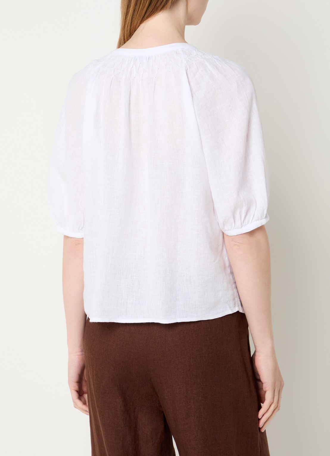 Rails Blouse in linnenblend met ronde hals - achterkant 3 wit