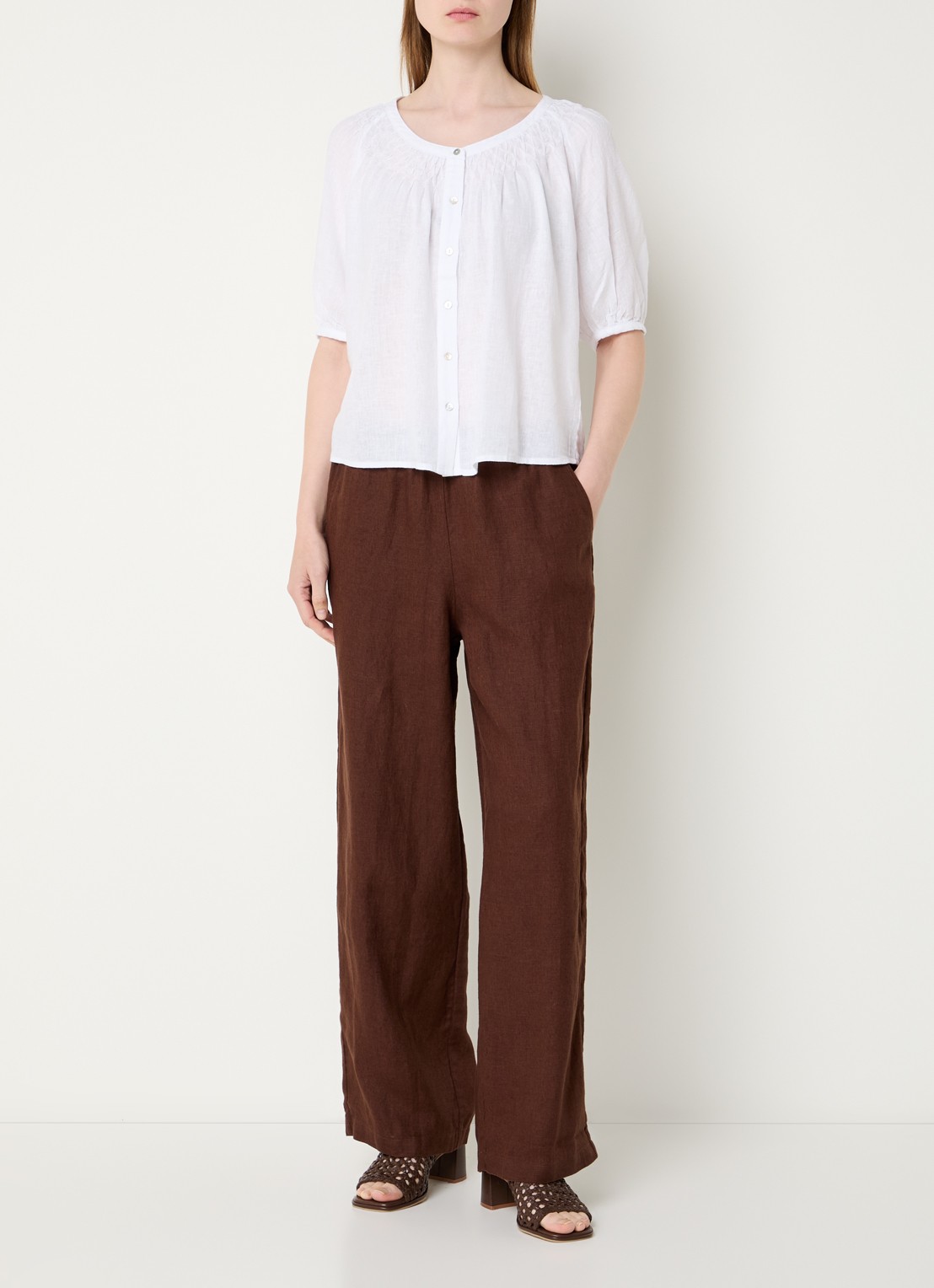 Rails Blouse in linnenblend met ronde hals - voorkant 2 wit