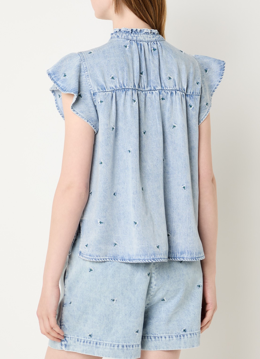 Rails Blouse met vlindermouw en bloemenprint - achterkant 4 indigo