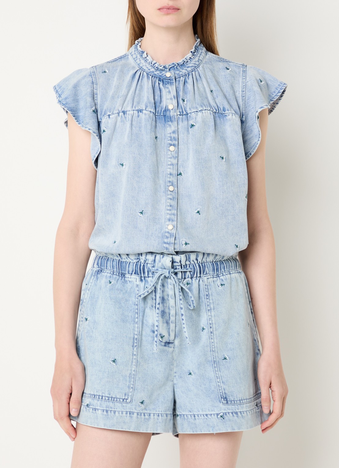 Rails Blouse met vlindermouw en bloemenprint - detail 3 indigo