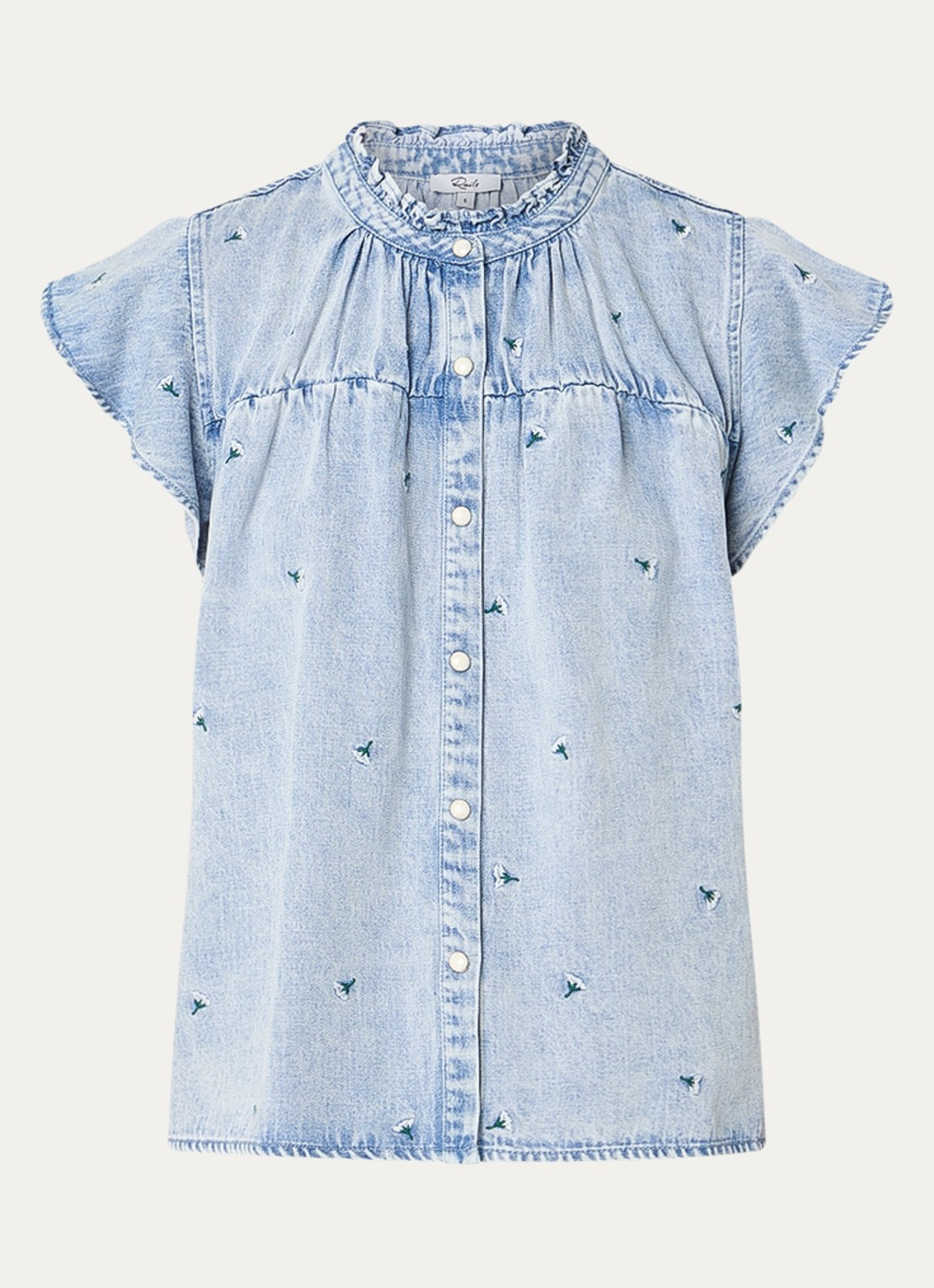 Rails Blouse met vlindermouw en bloemenprint - voorkant indigo