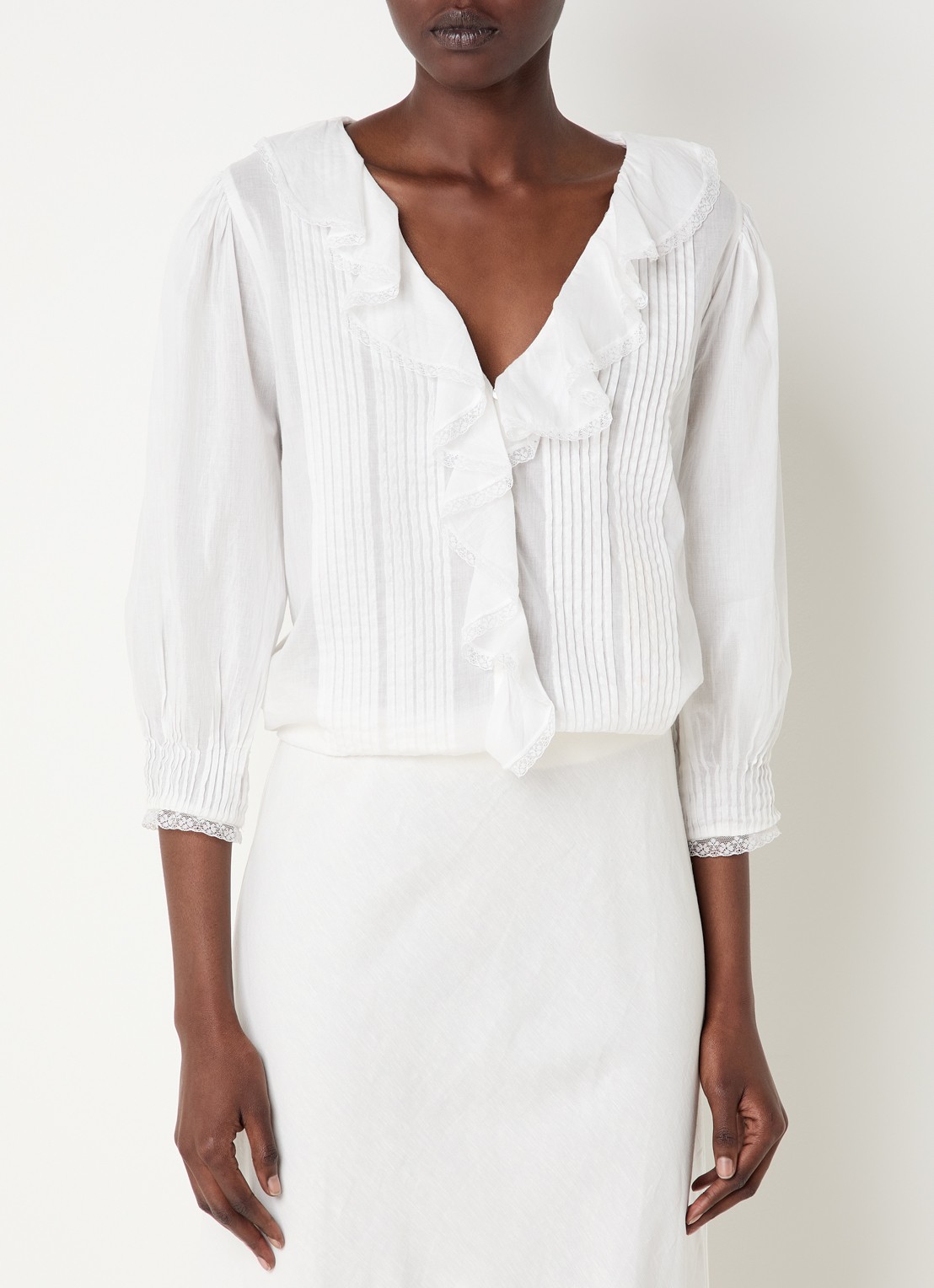 Rails Blouse met volant - detail wit