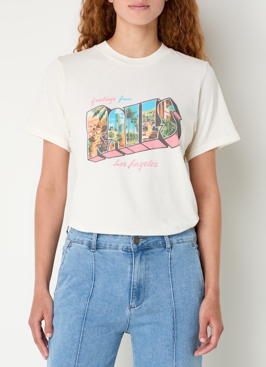 Rails Boyfriend T-shirt met logoprint - detail 3 creme