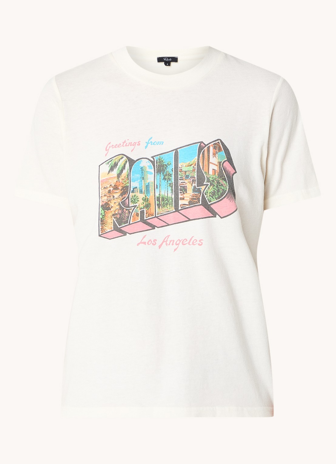 Rails Boyfriend T-shirt met logoprint - voorkant creme