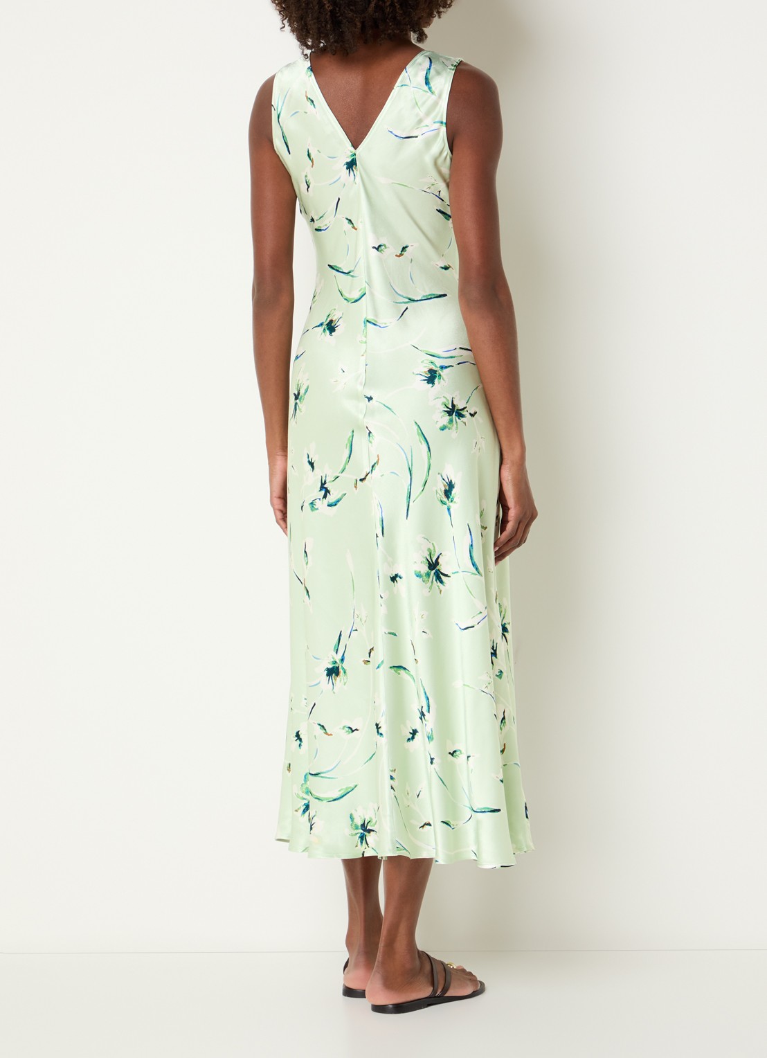 Rails Camellia maxi jurk van satijn met print - achterkant 3 mint