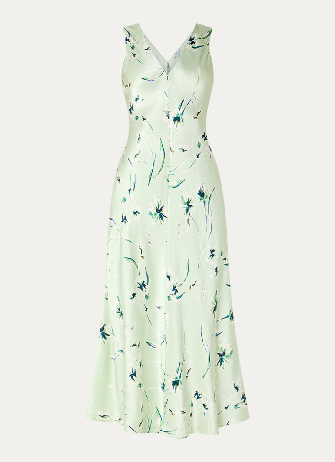 Rails Camellia maxi jurk van satijn met print - voorkant mint