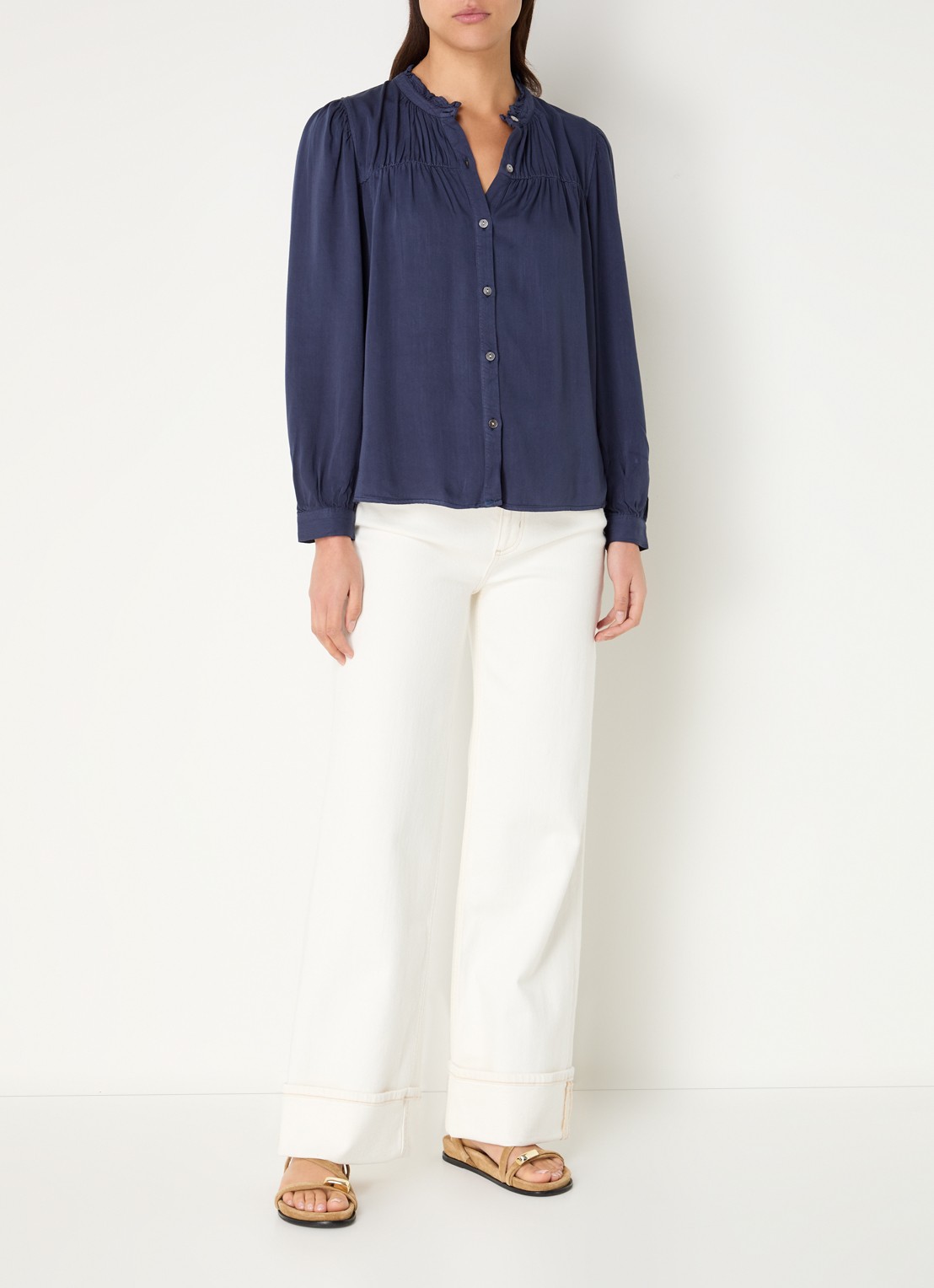 Rails Camille blouse met opstaande kraag - voorkant 3 donkerblauw