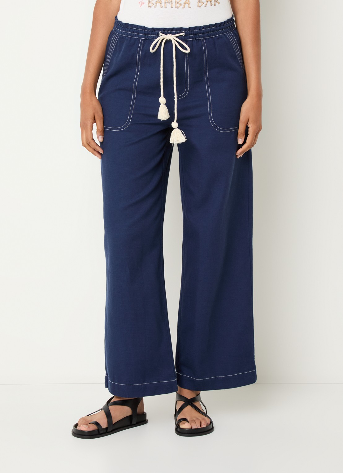 Rails Campo mid waist wide fit pantalon met steekzakken - detail 4 donkerblauw