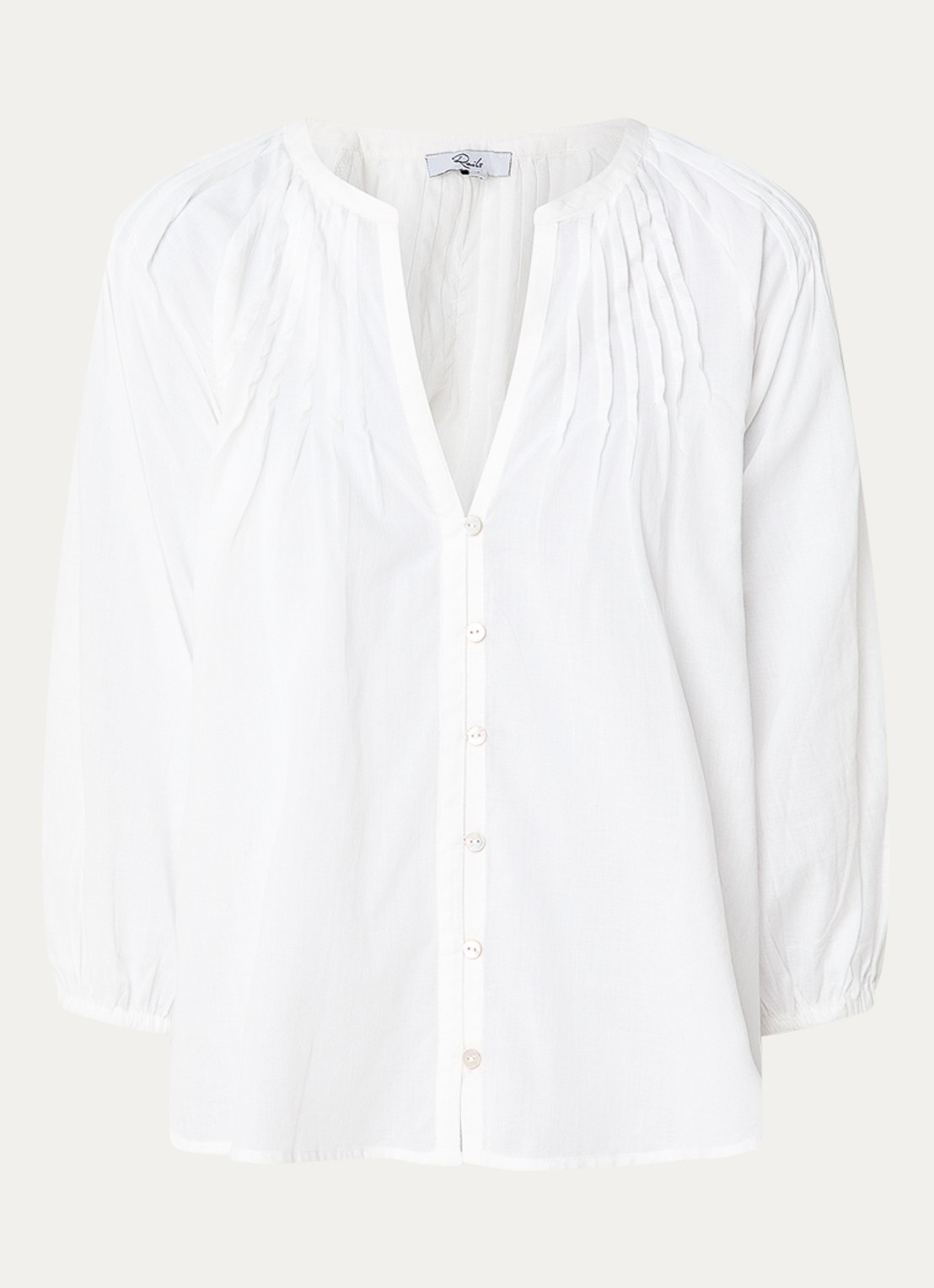 Rails Cassat semi-transparante blouse met smockwerk - voorkant 2 wit