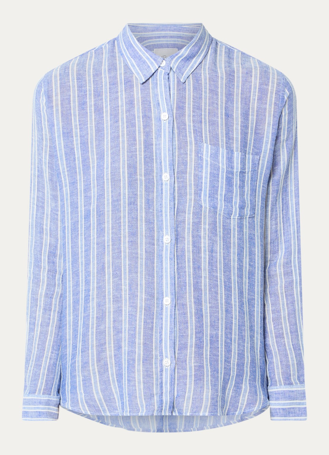 Rails Charli blouse in linnenblend met streepprint - voorkant 3 blauw